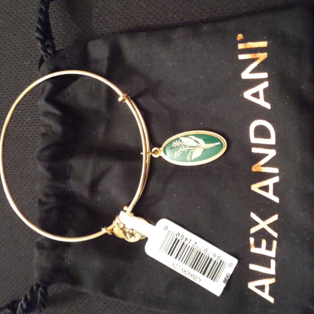 Alex & Ani Gold Green Floral Charm Bracelet